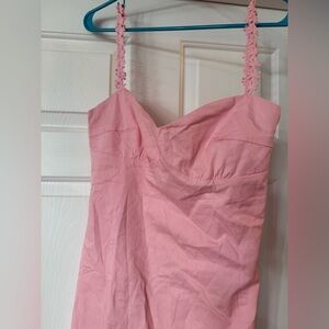 Beginning Boutique pink Dress with Floral Straps only worn 1 time.